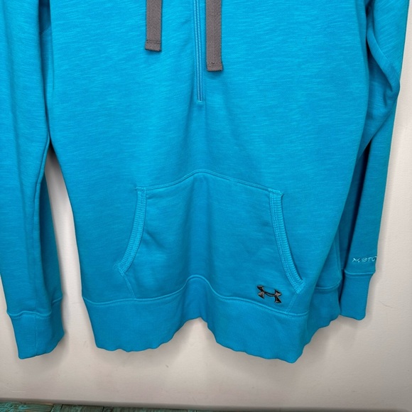 Under Armour Semi Fitted Blue 1/4 Zip Pullover Hooded Sweater Size Medium - Picture 12 of 12